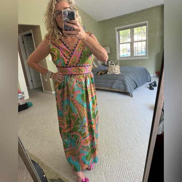 Vintage Keyloun (?) Bright 70’s psychedelic paisley maxi dress. Small - Picture 2 of 12